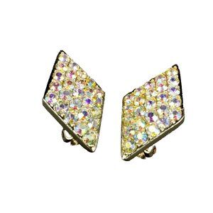 Emmons Diamond Shaped Pave Set Rhinestone Earrings